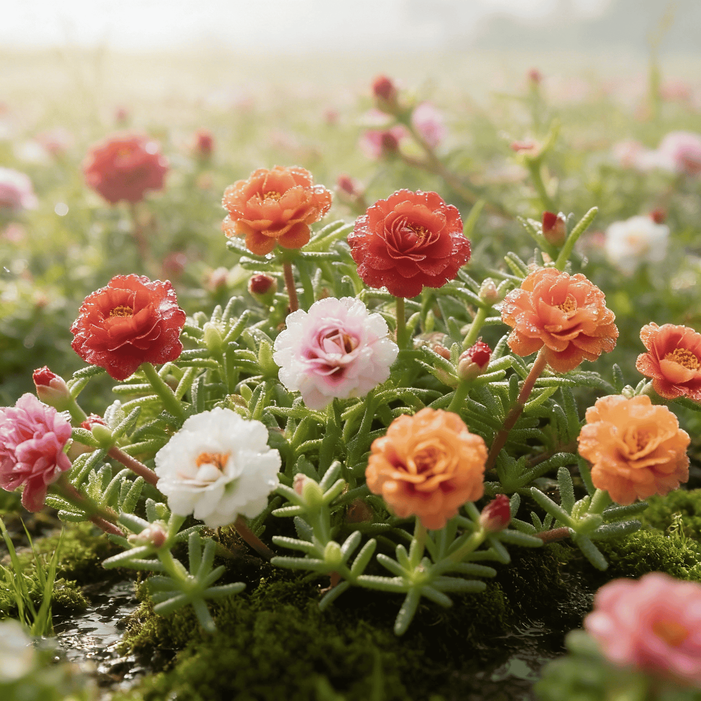 🌸 Семена от портулака (Portulaca) — 🌿 Многогодишни, голямоцъфтящи сортове / Лесни за отглеждане / Идеални за балкон и градина