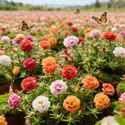 🌸 Семена от портулака (Portulaca) — 🌿 Многогодишни, голямоцъфтящи сортове / Лесни за отглеждане / Идеални за балкон и градина