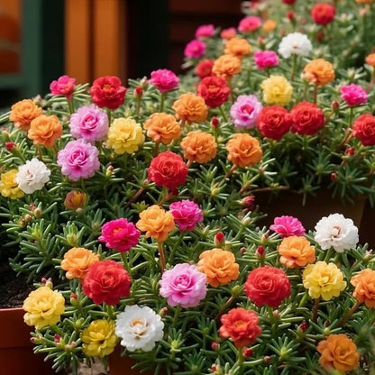 🌸 Семена от портулака (Portulaca) — 🌿 Многогодишни, голямоцъфтящи сортове / Лесни за отглеждане / Идеални за балкон и градина