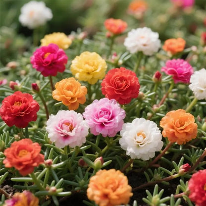 🌸 Семена от портулака (Portulaca) — 🌿 Многогодишни, голямоцъфтящи сортове / Лесни за отглеждане / Идеални за балкон и градина
