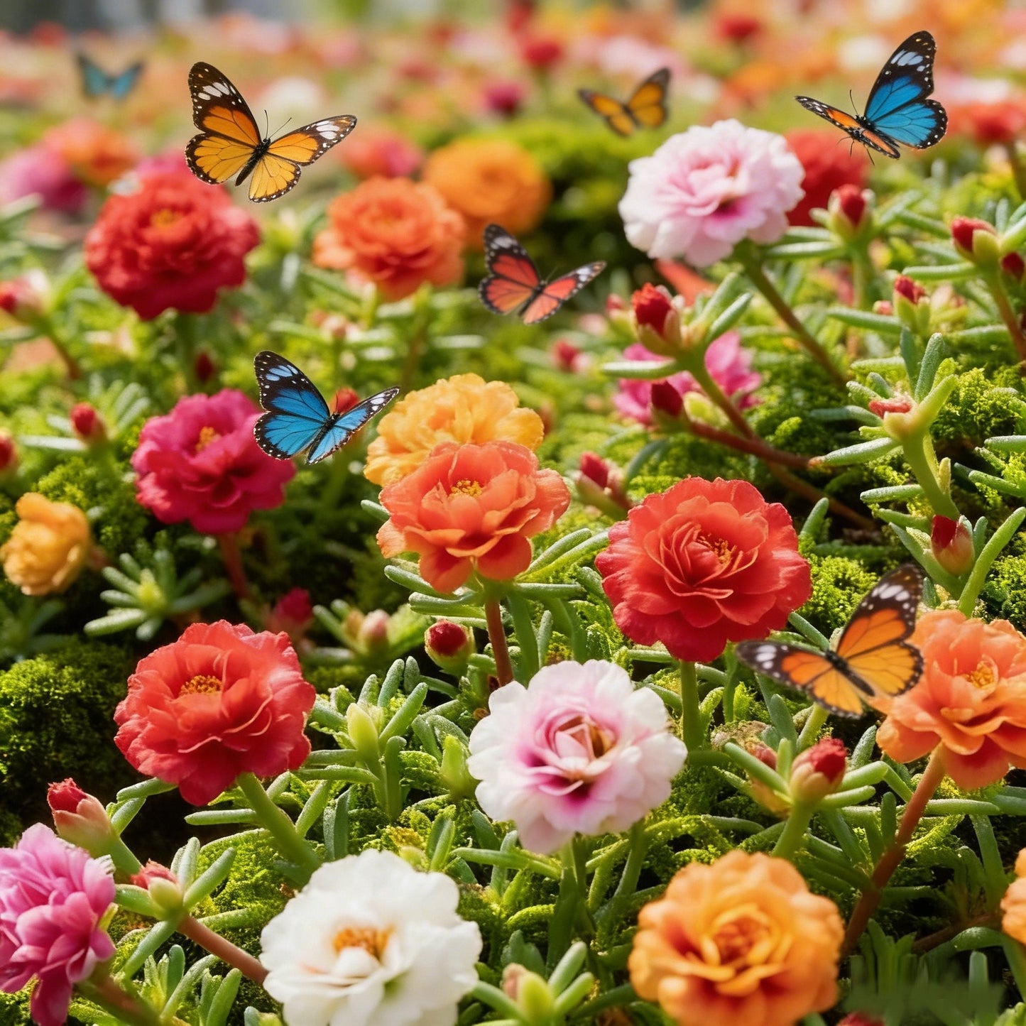 🌸 Семена от портулака (Portulaca) — 🌿 Многогодишни, голямоцъфтящи сортове / Лесни за отглеждане / Идеални за балкон и градина